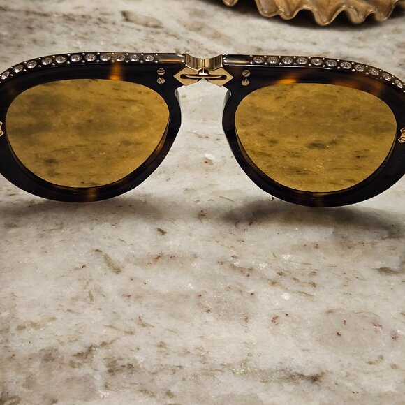 RARE GUCCI HOLLYWOOD FOREVER FOLDING AVIATOR EMBELLISHED CRYSTAL SUNGLASSES main image 6